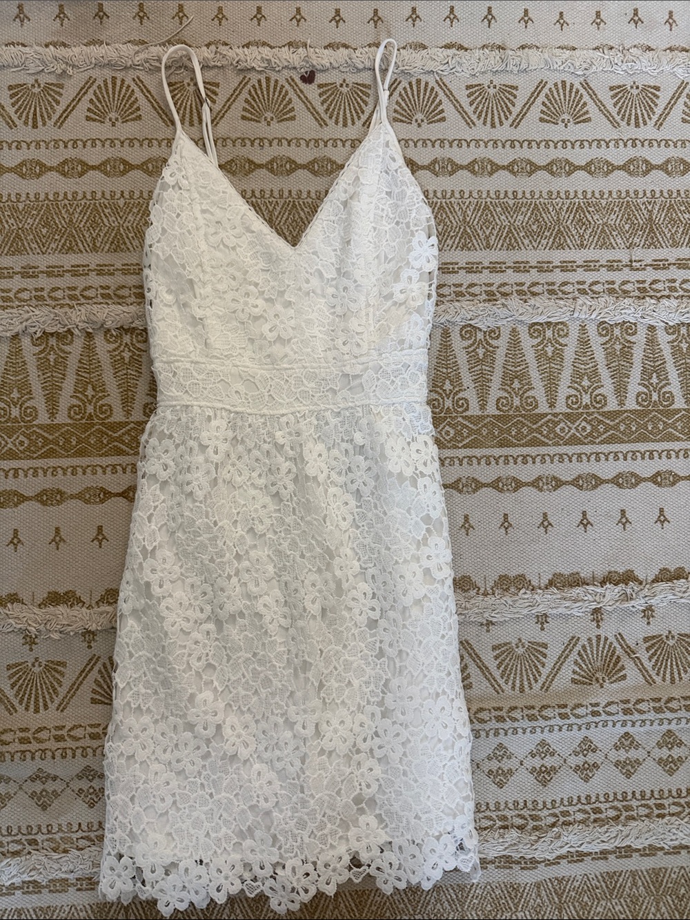 Abercrombie & Fitch White Floral Lace Spaghetti Strap Mini Dress